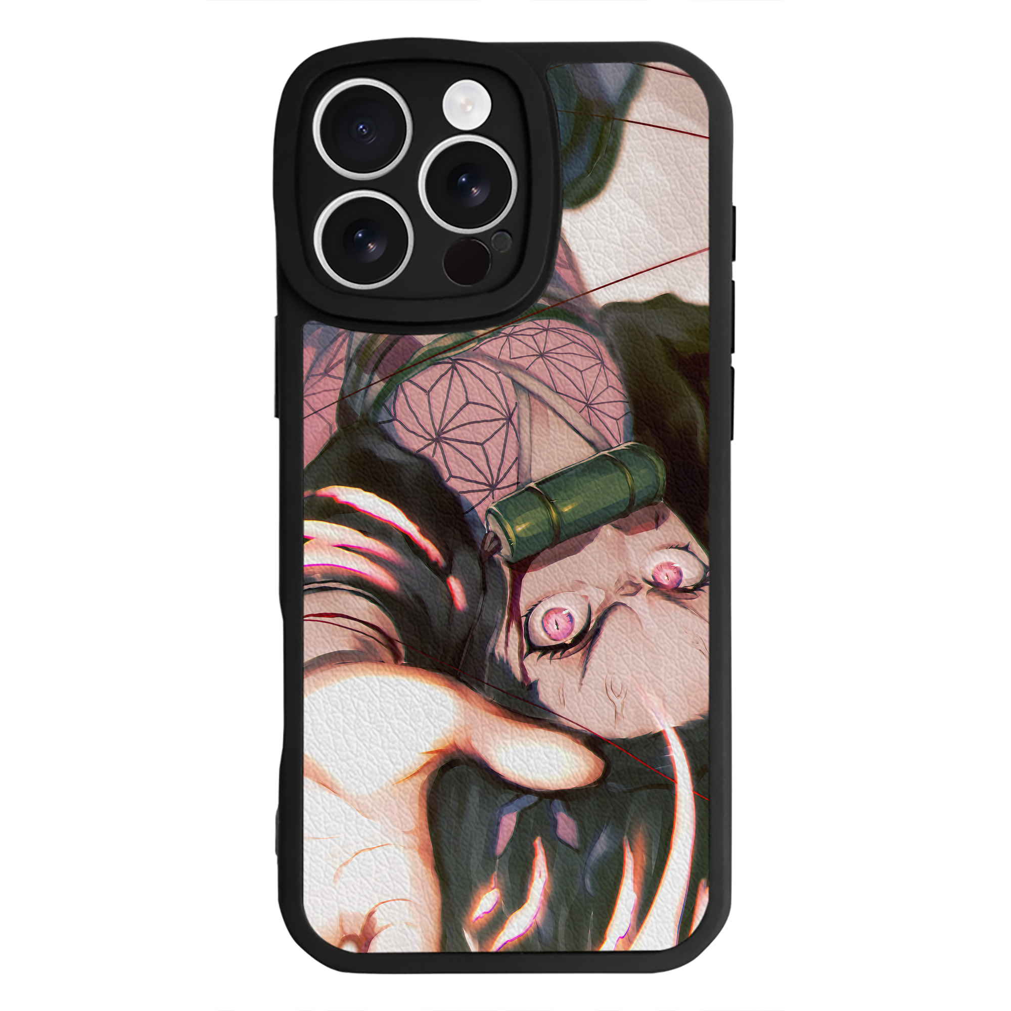 （画像用） 鬼滅の刃（きめつのやいば）竈門 禰󠄀豆子／かまど ねずこ Kamado Nezuko 【iPhone 16シリーズ対応】シリコンスマホケース（レザー調） 材質：シリコン